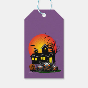 Halloween Party Time in Paars Cadeaulabel