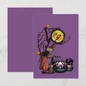 Halloween Party Time in Paars Informatiekaartje (Voorkant / Achterkant)