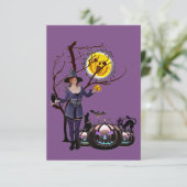 Halloween Party Time in Paars Informatiekaartje (Staand voorkant)