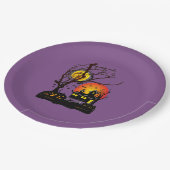 Halloween Party Time in Paars Papieren Bordje (Gekanteld)