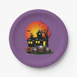 Halloween Party Time in Paars Papieren Bordje