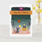 Halloween Party Time Kaart voor kinderen (Gele Bloem)