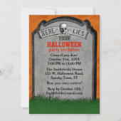 Halloween Party | Tombstone Grave Skull Crossbones Kaart (Voorkant)