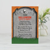 Halloween Party | Tombstone Grave Skull Crossbones Kaart (Staand voorkant)