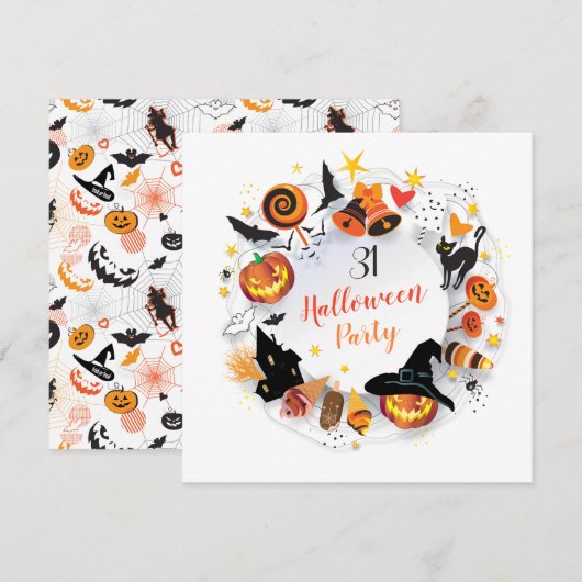 Halloween Party Trendy Design Save The Date (Voorkant / Achterkant)
