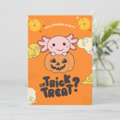 Halloween Party Trick or treat Axolotl Pumkin Holi Feestdagenkaart (Staand voorkant)