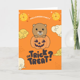 Halloween Party Trick or treat Beaver Pumkin Holid Feestdagen Kaart