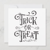Halloween Party Trick or treat Botten Zwart Wit Kaart (Voorkant)