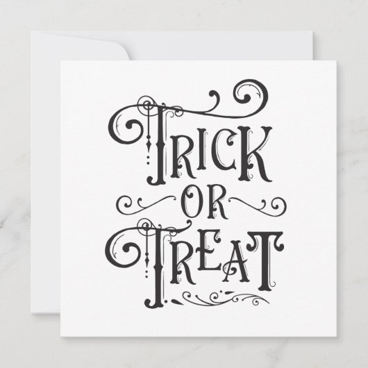 Halloween Party Trick or treat Botten Zwart Wit Kaart (Voorkant)