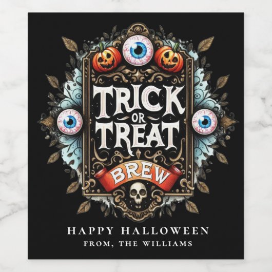 Halloween Party Trick or treat Eyeballs Wijnlabel Wijn Etiket (Enkel label)