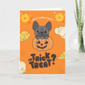Halloween Party Trick or treat Franse Bulldog Holi Feestdagen Kaart (Voorkant)