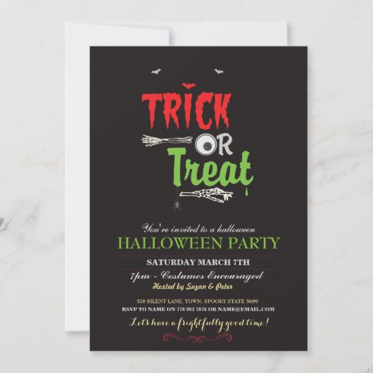 Halloween Party Trick or treat Party Uitnodigen Kaart (Voorkant)