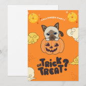 Halloween Party Trick or treat Siamese Kat Pumkin Feestdagenkaart (Voorkant / Achterkant)