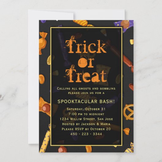 Halloween party trick or treat Spooktacular bash Kaart (Voorkant)