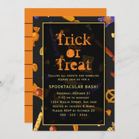 Halloween party trick or treat Spooktacular bash Kaart (Voorkant / Achterkant)