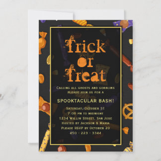 Halloween party trick or treat Spooktacular bash Kaart