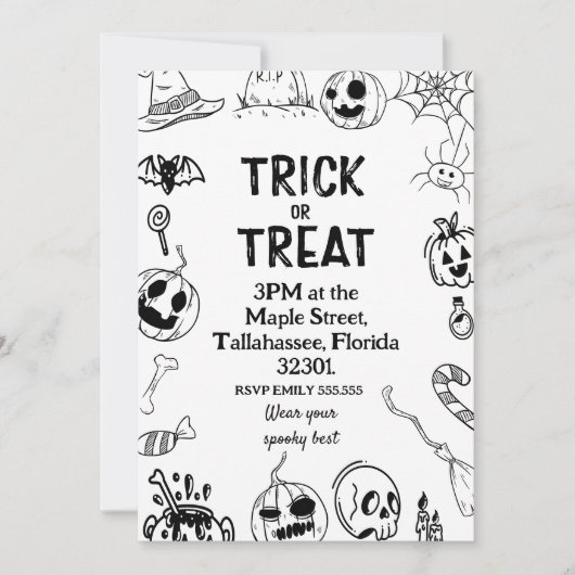 Halloween Party,Trick or Treat spooky Invitation Kaart (Voorkant)