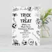 Halloween Party,Trick or Treat spooky Invitation Kaart (Staand voorkant)