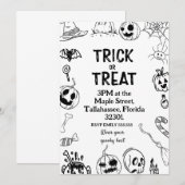 Halloween Party,Trick or Treat spooky Invitation Kaart (Voorkant / Achterkant)