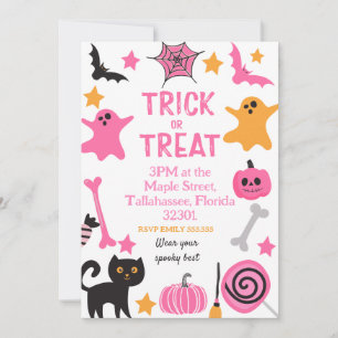 Halloween Party, Trick or treat Spooky Invitation Kaart