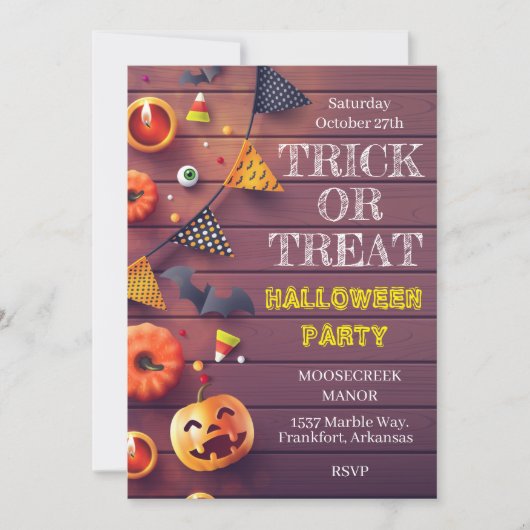 Halloween Party Trick or treat Uitnodigingen (Voorkant)