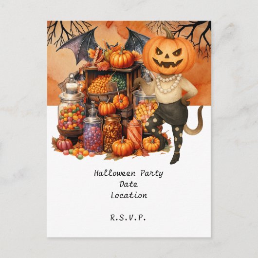 Halloween Party TRICK OR TREATS with cat lovers Briefkaart (Voorkant)