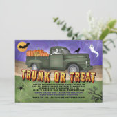 Halloween Party Trunk of Treat Pumpkin Truck Kinde Kaart (Staand voorkant)