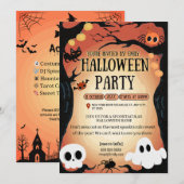 Halloween Party Typografie Modern Instant Download Kaart (Voorkant / Achterkant)