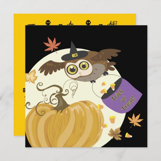 Halloween Party Uil Uitnodigingen (Voorkant / Achterkant)