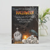 Halloween Party Uitnodigen, Spooky Ghost Party Uit Bedankkaart (Staand voorkant)