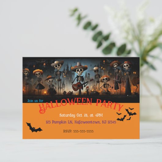 Halloween party-uitnodiging bedankkaart (Staand voorkant)