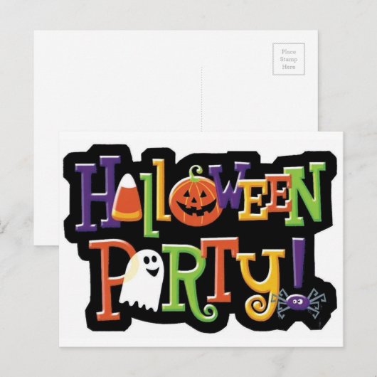 Halloween Party Uitnodiging Briefkaart (Voorkant / Achterkant)