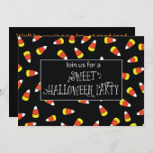Halloween Party Uitnodiging Candy Corn op Zwart (Voorkant / Achterkant)