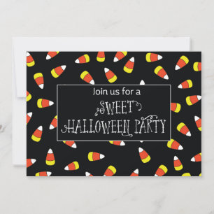 Halloween Party Uitnodiging Candy Corn op Zwart