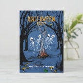 Halloween Party uitnodiging Dancing Skeletons (Staand voorkant)