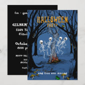 Halloween Party uitnodiging Dancing Skeletons (Voorkant / Achterkant)