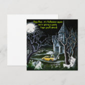 Halloween, party, uitnodiging, geesten, gehakt, hu kaart (Voorkant / Achterkant)