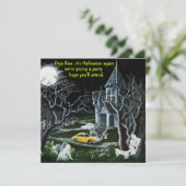 Halloween, party, uitnodiging, geesten, gehakt, hu kaart (Staand voorkant)