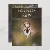 Halloween Party Uitnodiging grote schrijfspin web (Voorkant / Achterkant)