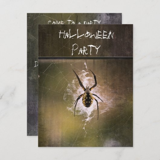 Halloween Party Uitnodiging grote schrijfspin web (Voorkant / Achterkant)