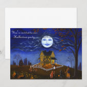 Halloween, party, uitnodiging, heks, maan, duivel, kaart (Voorkant / Achterkant)
