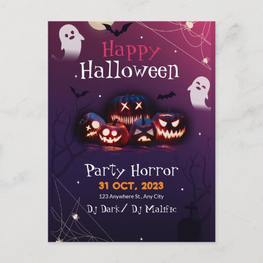 Halloween Party Uitnodiging, Horror Party Hallowee Briefkaart (Voorkant)