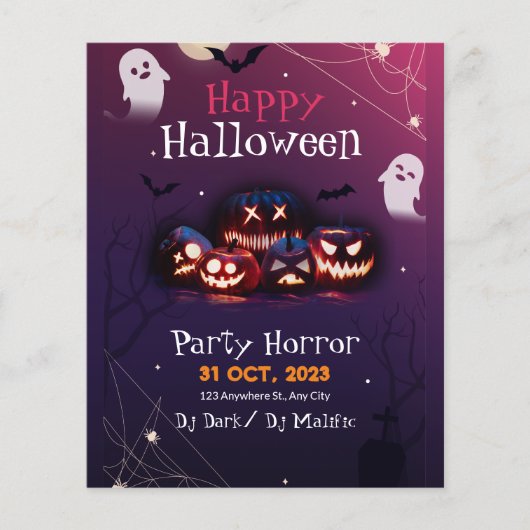 Halloween Party Uitnodiging, Horror Party Hallowee Flyer (Voorkant)