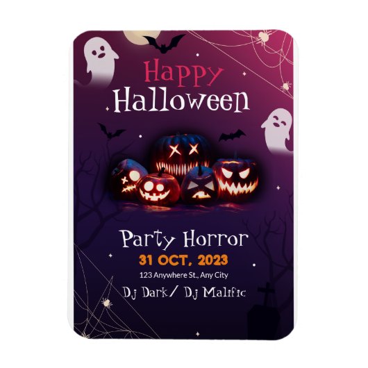 Halloween Party Uitnodiging, Horror Party Hallowee Magneet (Verticaal)