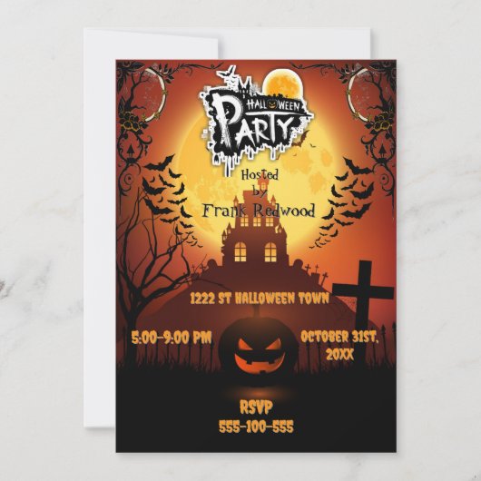 Halloween party-uitnodiging kaart (Voorkant)