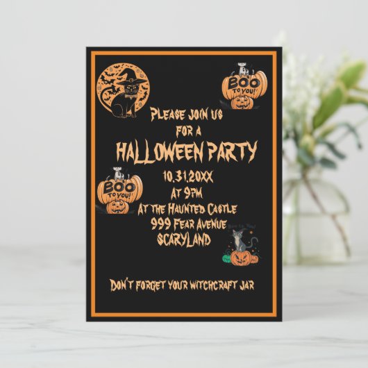Halloween party-uitnodiging kaart (Staand voorkant)