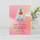 Halloween Party Uitnodiging met Ghost Dog (Staand voorkant)