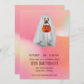 Halloween Party Uitnodiging met Ghost Dog (Voorkant / Achterkant)