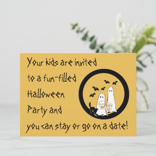 Halloween Party Uitnodiging Ouders hebben date avo (Staand voorkant)