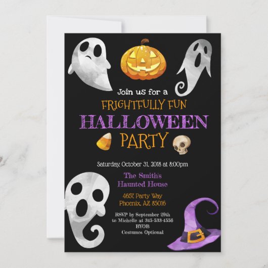 Halloween Party Uitnodiging pompoen Geesten Schede (Voorkant)